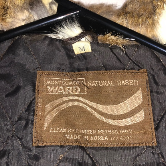 Rabbit fur coat with leather cuffs - Picture 3 of 4